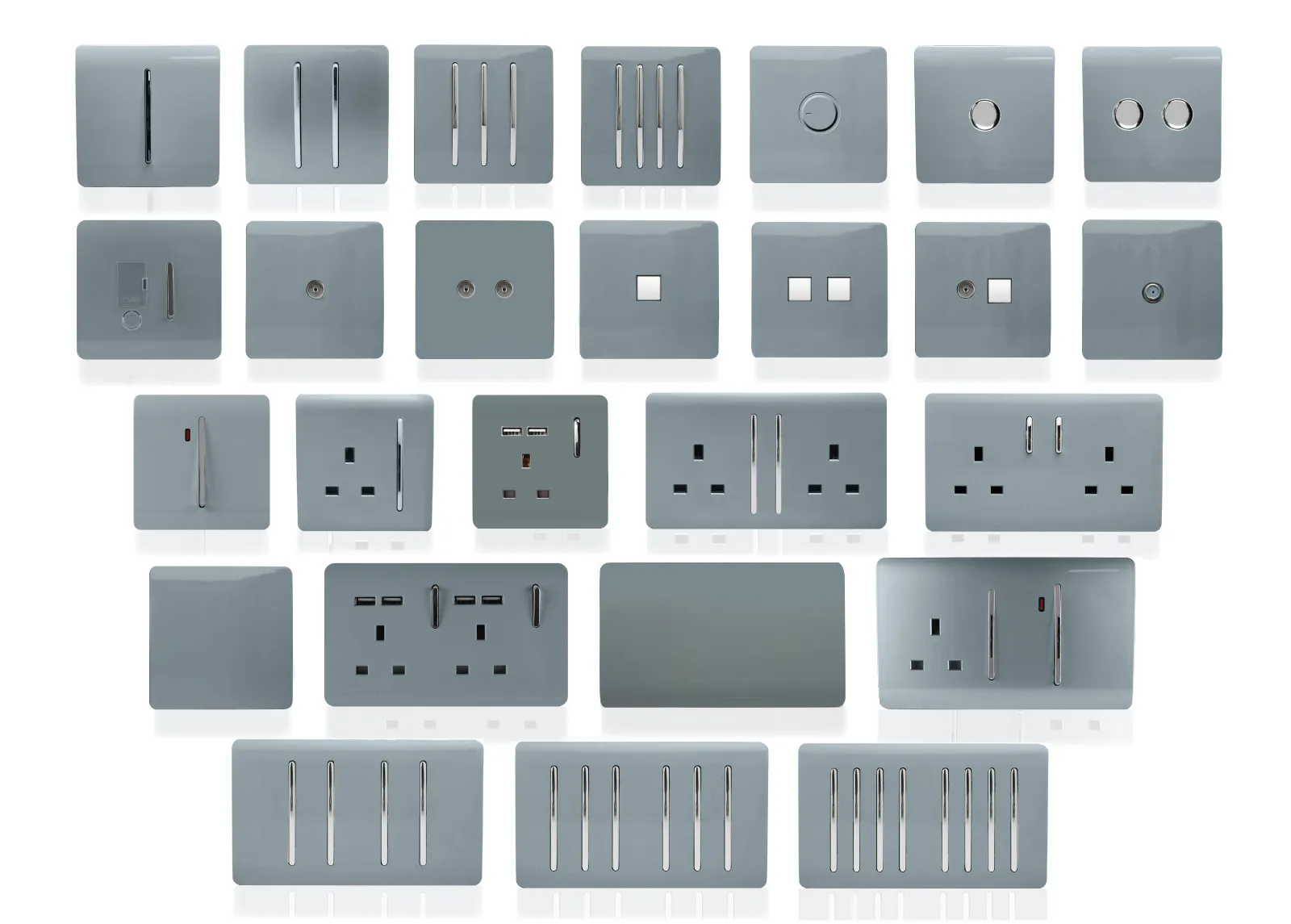 Cool Grey Wiring Accessories Trendi Decorative Screwless Cool Grey Wiring Accessories Trendi Decorative Screwless